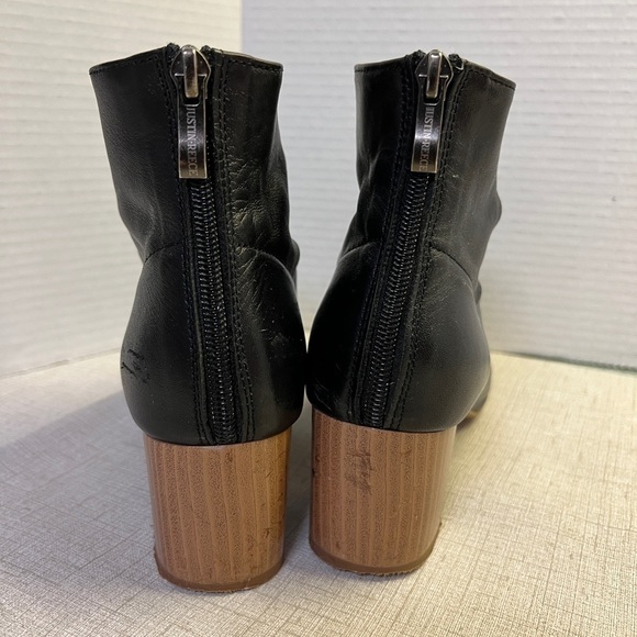 Black leather JUSTIN REECE England block heel boots size EU 39 US 8 - Picture 5 of 8